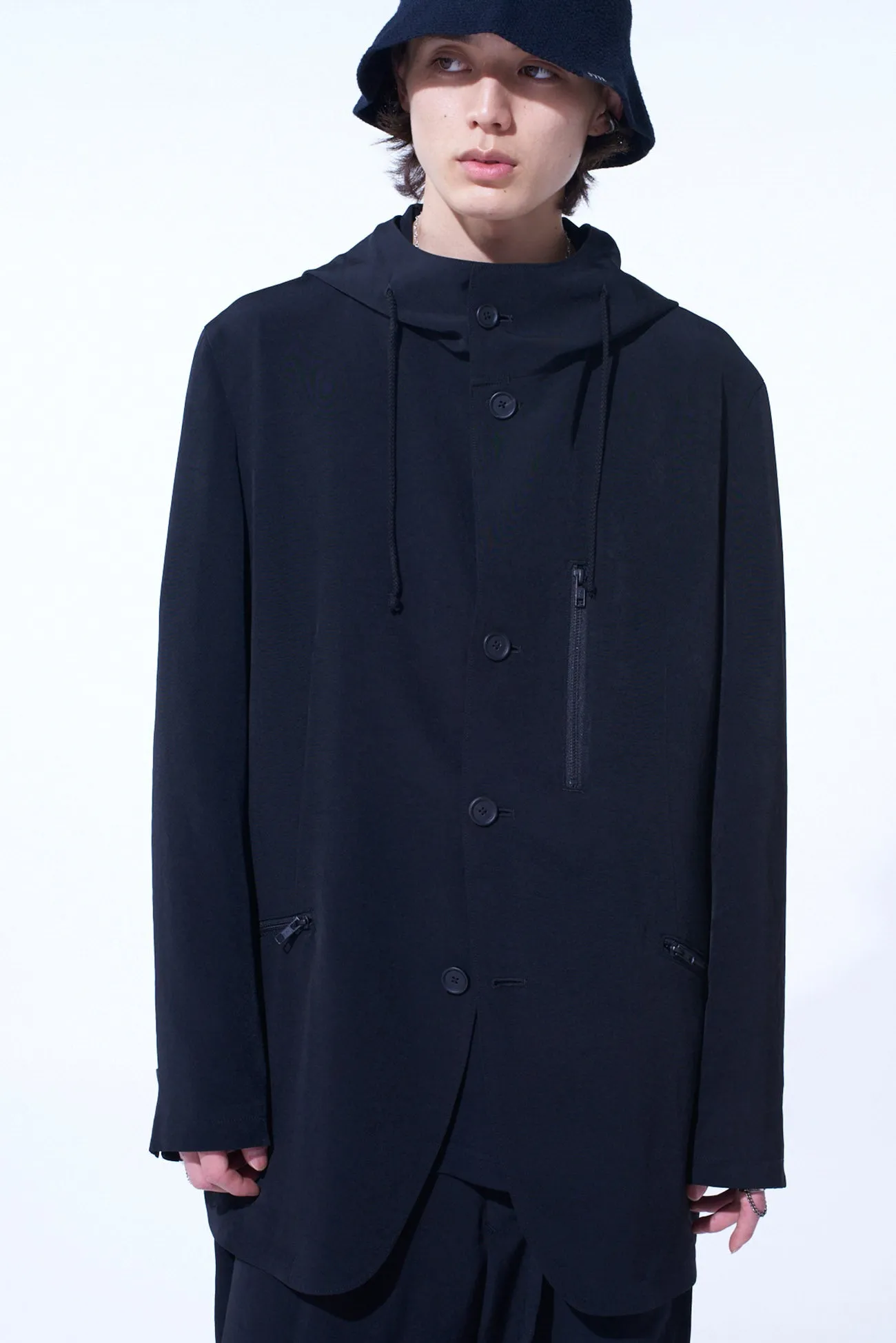 CREPE de CHINE HOODED JACKET