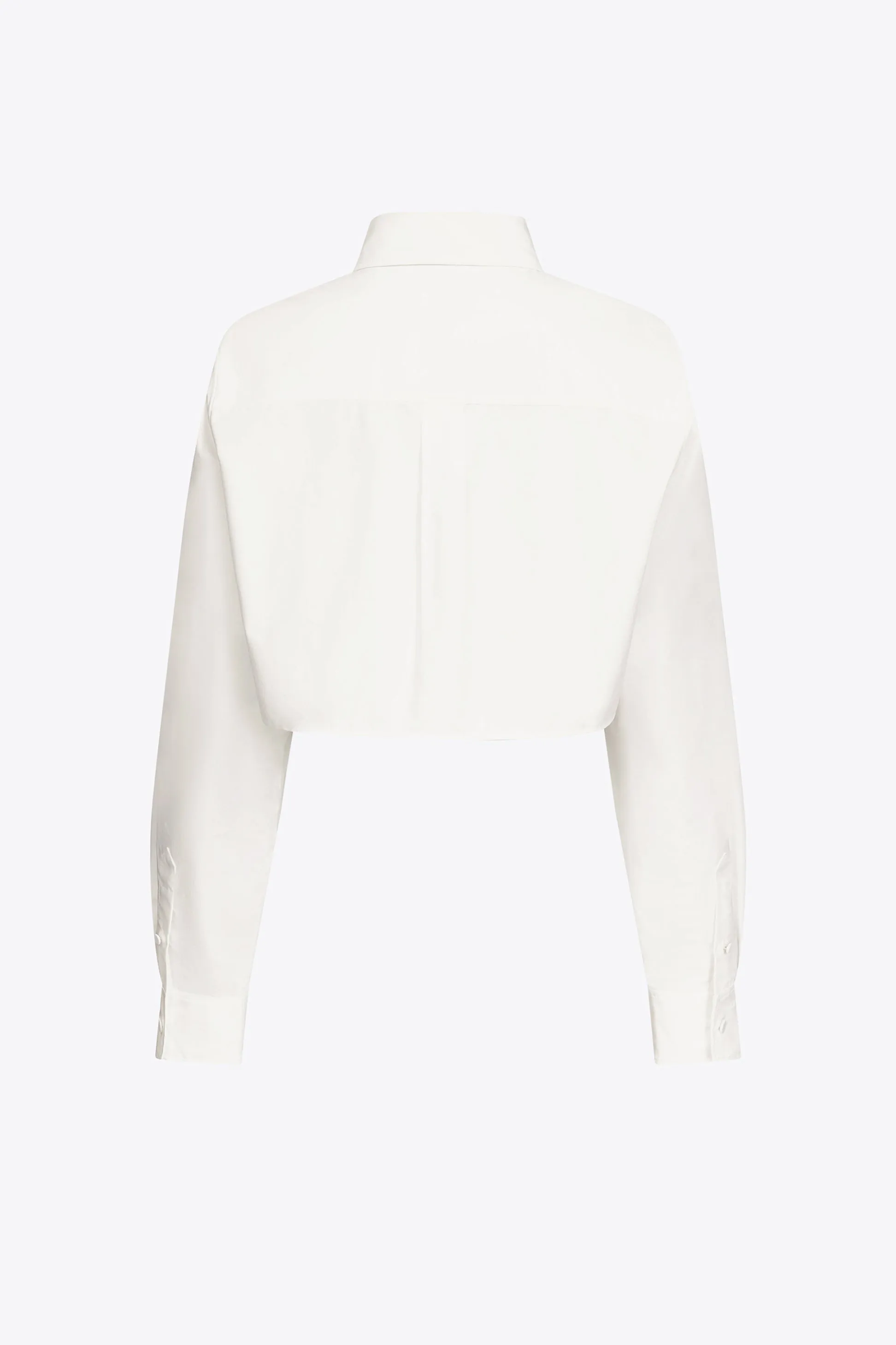 CRYSTAL ROSETTE POPLIN CROPPED SHIRT