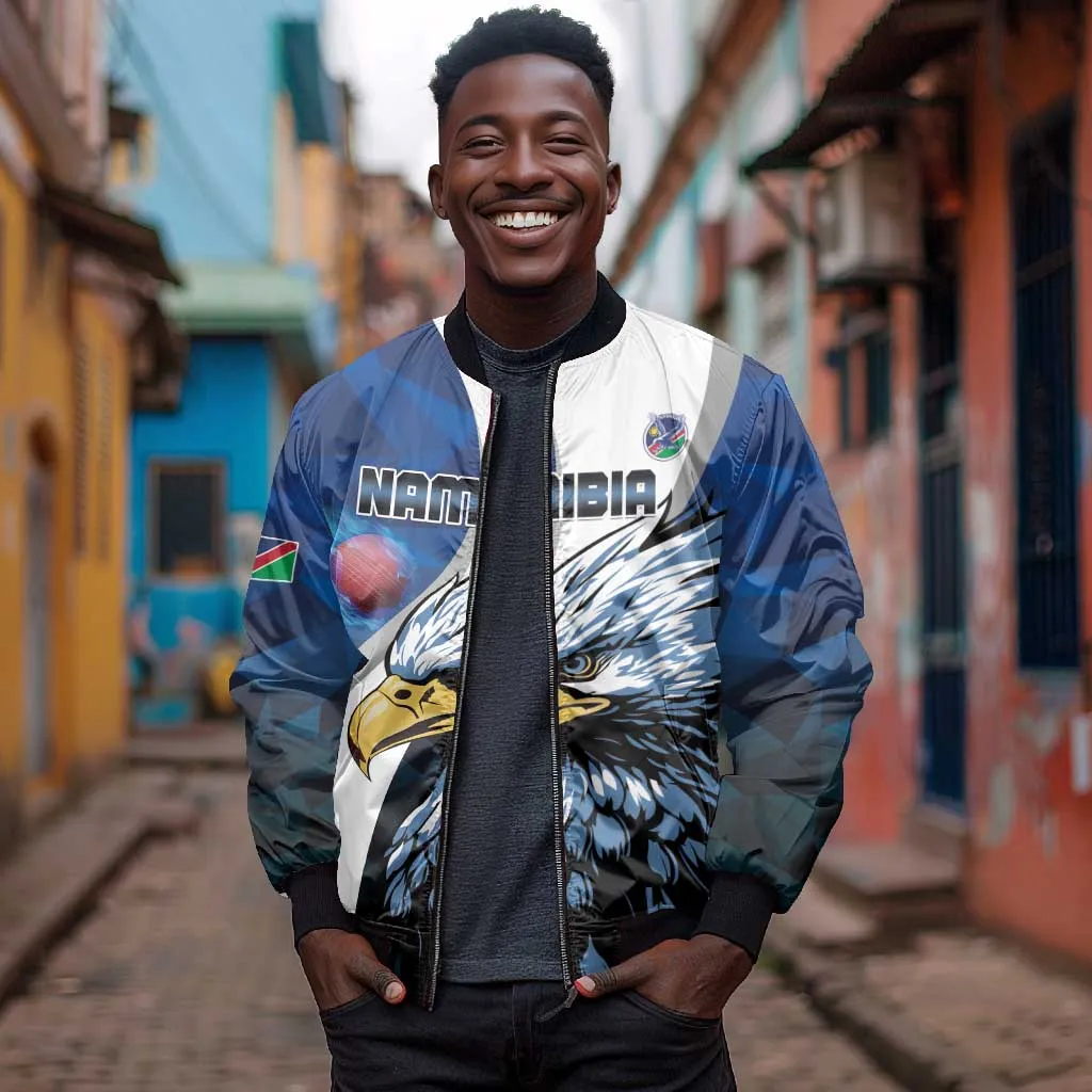 Custom Afro Namibia Cricket Bomber Jacket Go Eagles LT15