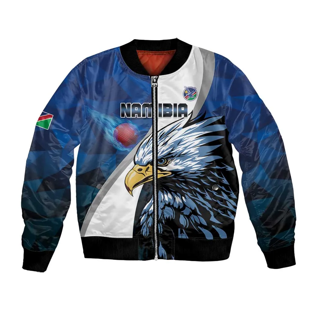 Custom Afro Namibia Cricket Bomber Jacket Go Eagles LT15