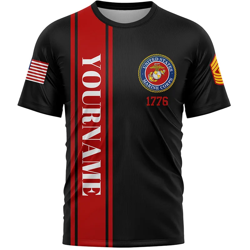 Custom Black I'M A Veteran I Served So You Could Take A Knee 1776 Flag Military Rank Name Veterans Day T-Shirt