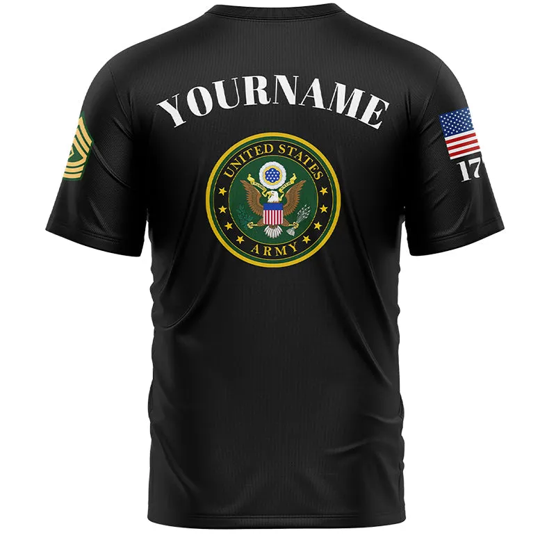 Custom Black Orangutan Soldier 1776 American Flag U.S Army Military Rank Name T-Shirt