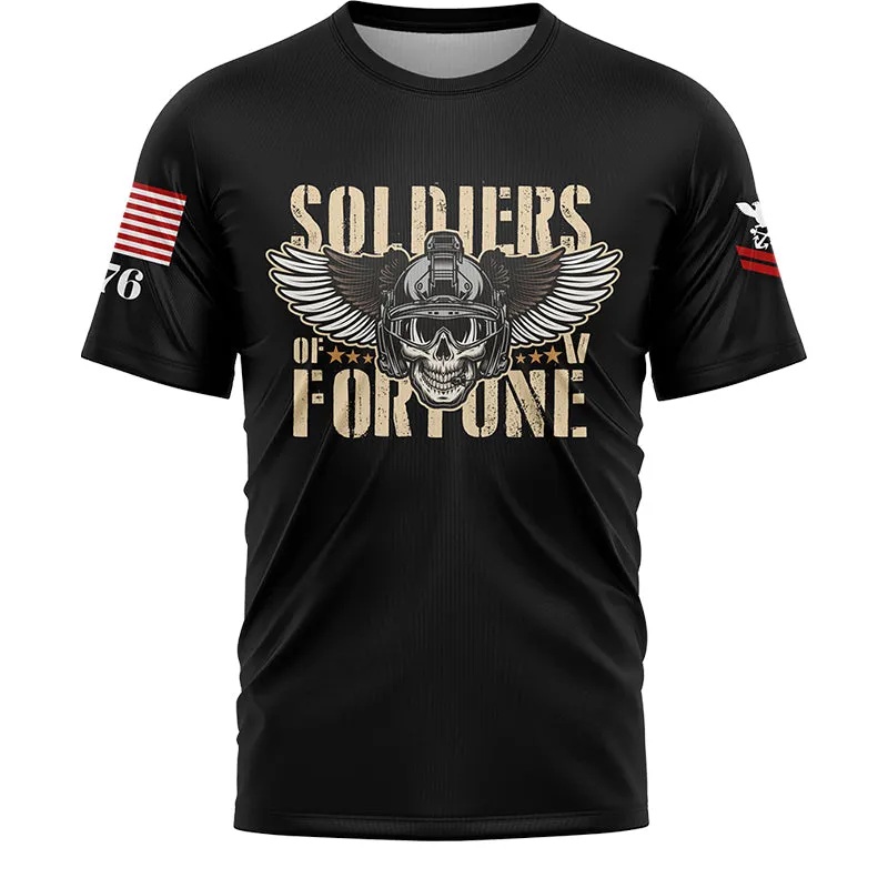 Custom Black Skull Soldiers Of Fortune 1776 U.S Navy Military Rank Name T-Shirt