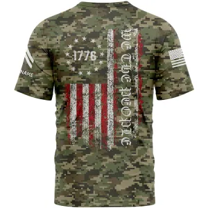 Custom Camo 1776 We The People Freedom American Flag U.S Army Military Rank Corporal Veteran Name T-Shirt | Father's Day Gifts