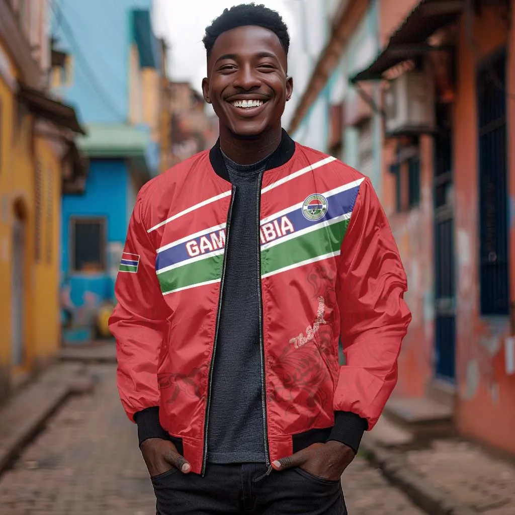 Custom Gambia Football Bomber Jacket Scorpions Never Die LT15