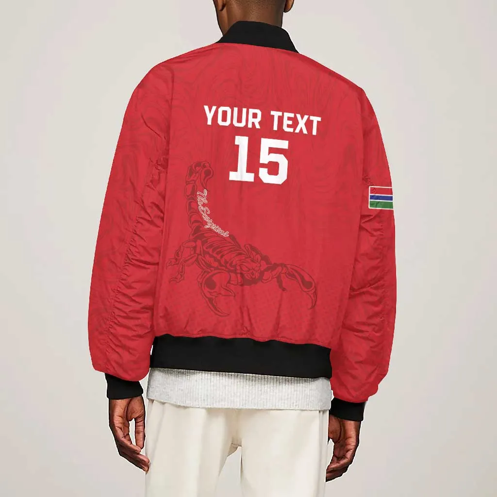 Custom Gambia Football Bomber Jacket Scorpions Never Die LT15