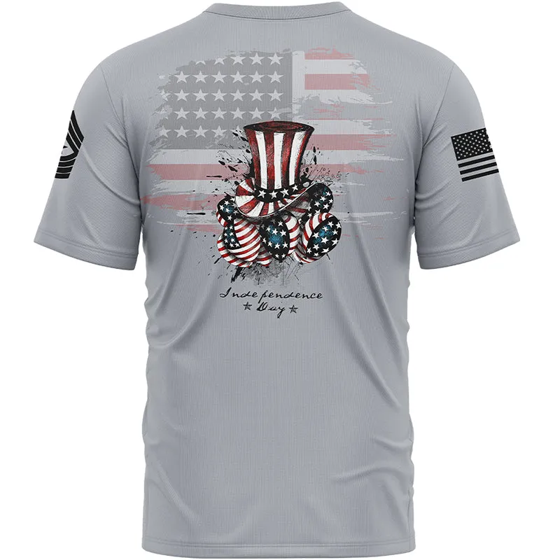 Custom Grey Magic Hat American Flag Military Rank Name Independence Day T-Shirt