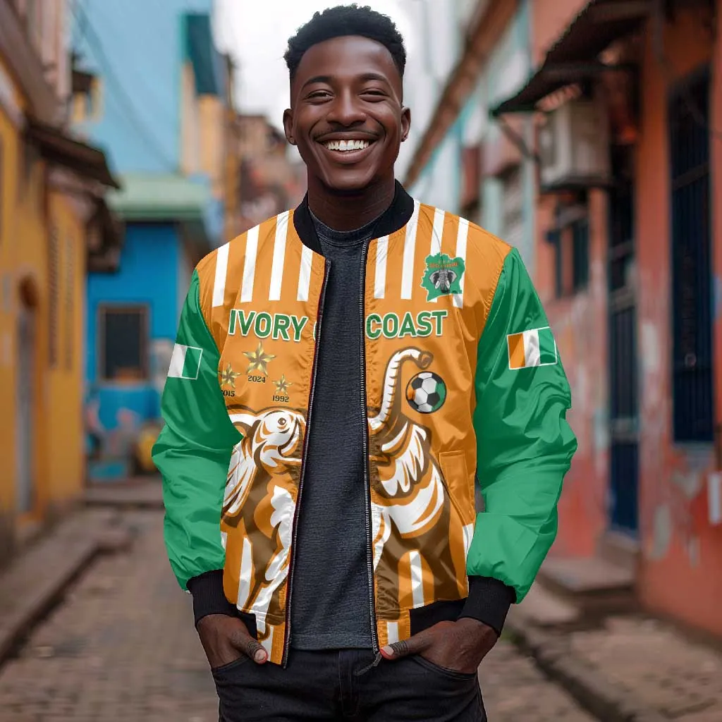 Custom Ivory Coast Football Bomber Jacket Les Elephants 3rd Champions Proud LT14