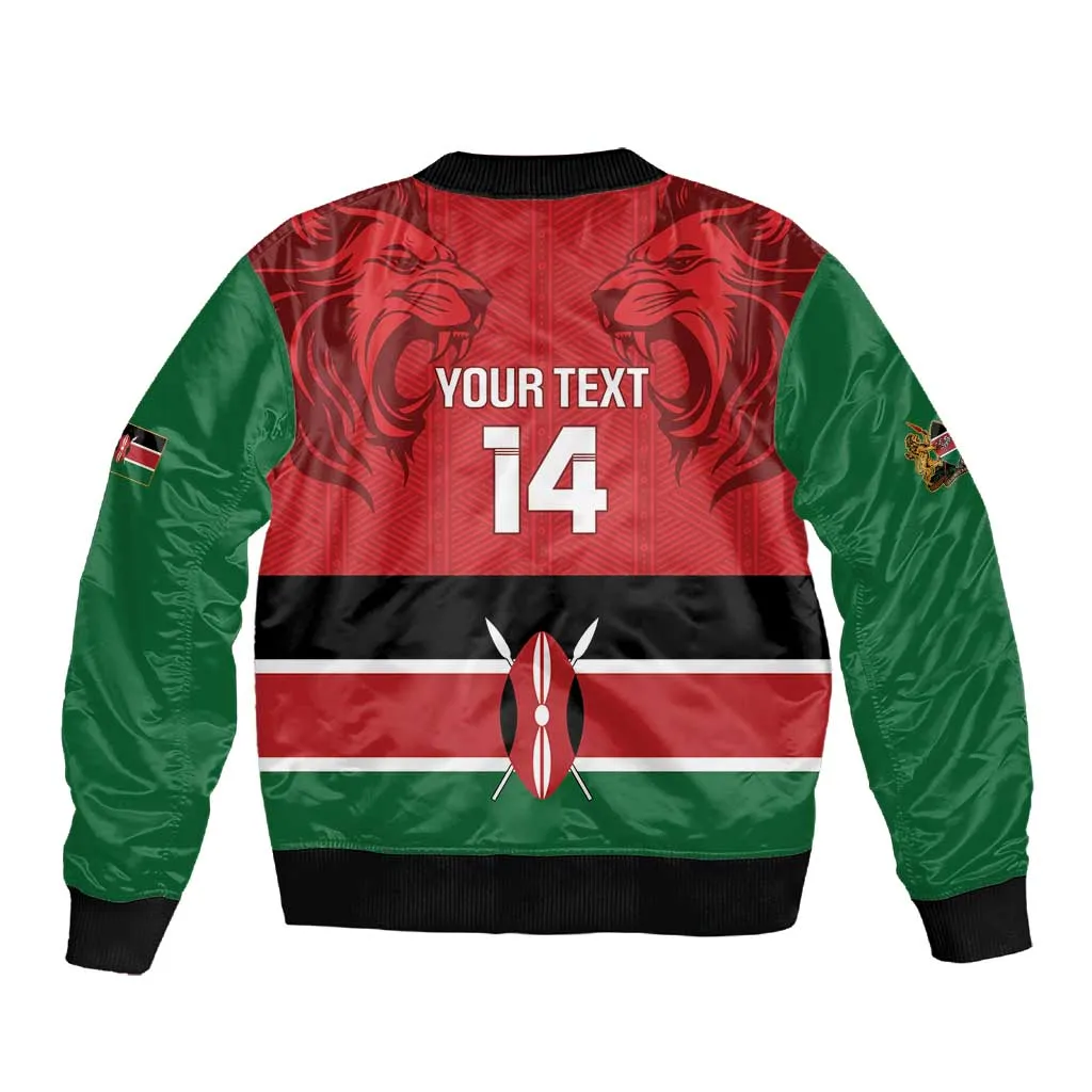 Custom Kenya Football Sleeve Zip Bomber Jacket Go Harambee Stars African Pattern LT14