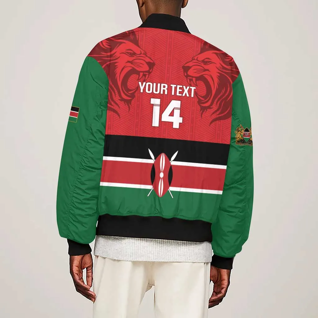 Custom Kenya Football Sleeve Zip Bomber Jacket Go Harambee Stars African Pattern LT14