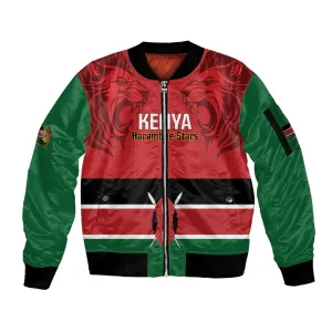 Custom Kenya Football Sleeve Zip Bomber Jacket Go Harambee Stars African Pattern LT14
