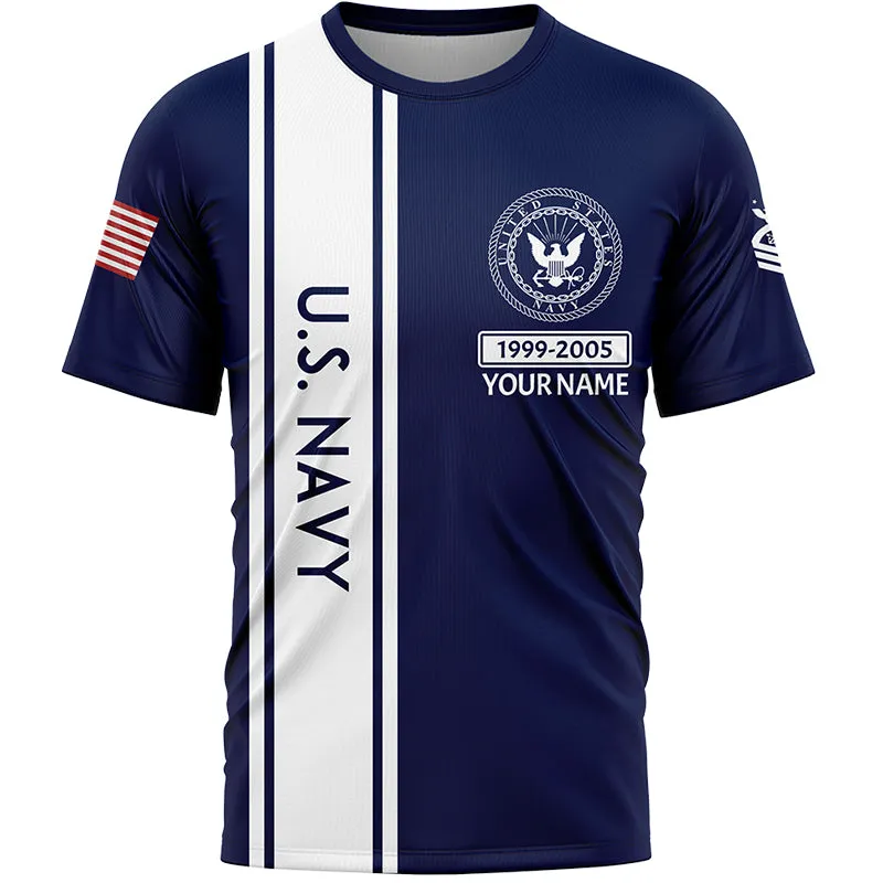Custom Navy U.S Navy Military Rank Veteran Name T-Shirt