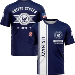 Custom Navy U.S Navy Military Rank Veteran Name T-Shirt