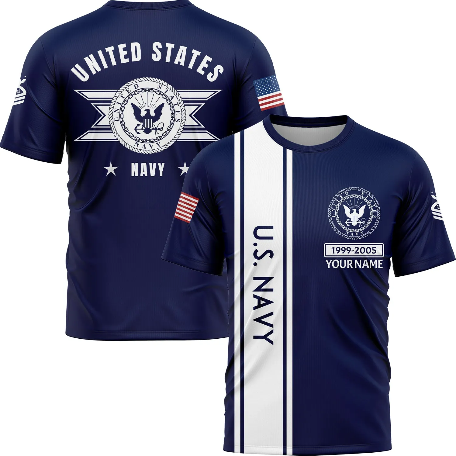 Custom Navy U.S Navy Military Rank Veteran Name T-Shirt