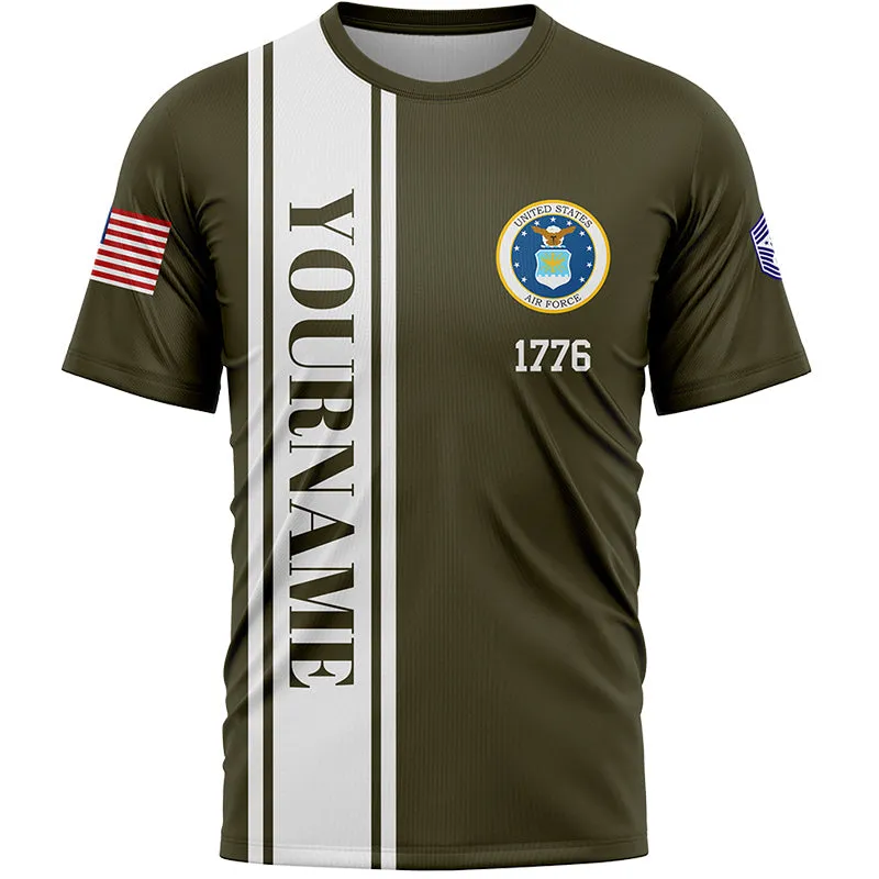 Custom Olive The Only Thing I Love More 1776 Flag U.S Air Force Military Rank Name Veterans Day T-Shirt | Father's Day Gifts