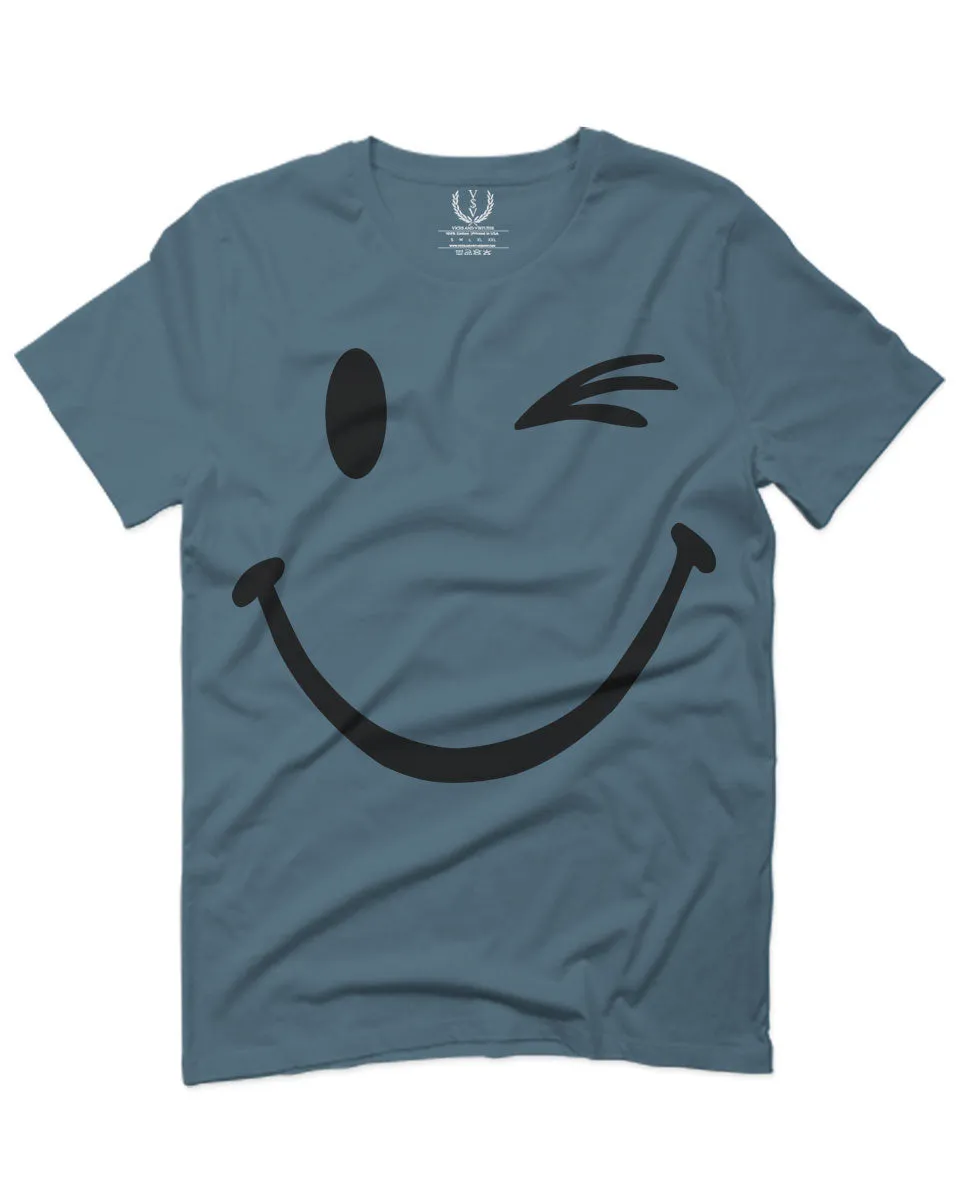 Cute Graphic Happy Funny Blink Smile Smiling face Positive For men T Shirt