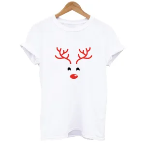 Cute Reindeer Red Nose Matching T-shirt