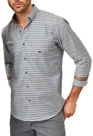 Dario Beltran Men's Mujica Long Sleeve Gingham Shirt Navy/White