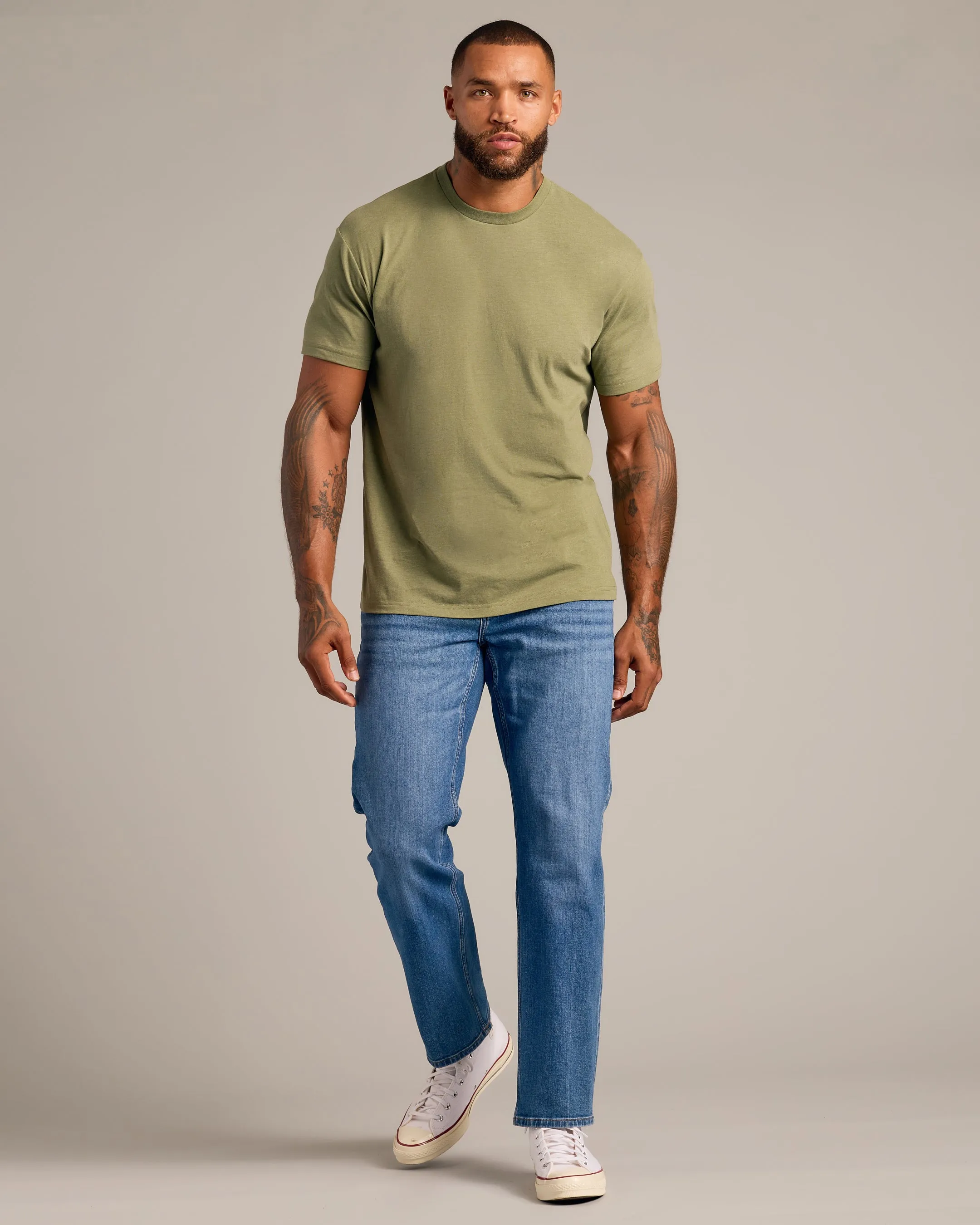 Dark Heather Willow Short Sleeve Crew Neck Tee