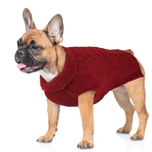 Dats - 45cm Knitted Dog Jumper - Mahroon