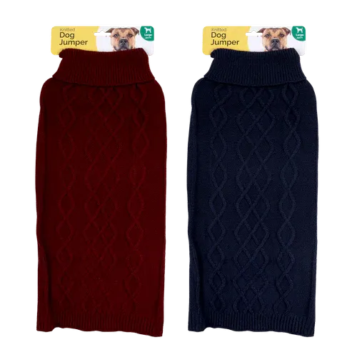 Dats - 45cm Knitted Dog Jumper - Mahroon