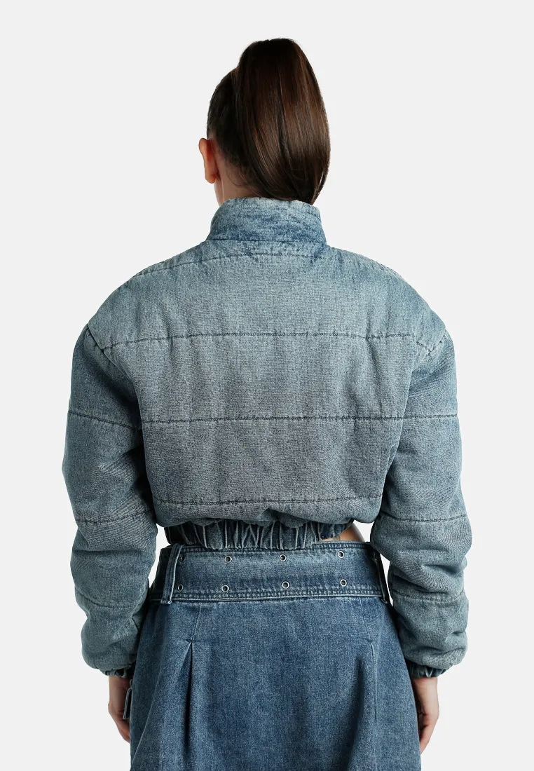 Denim Puffer Short Jacket By RUW