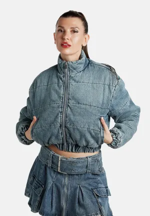 Denim Puffer Short Jacket By RUW