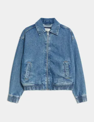 Denim Relaxed Harrington Jacket