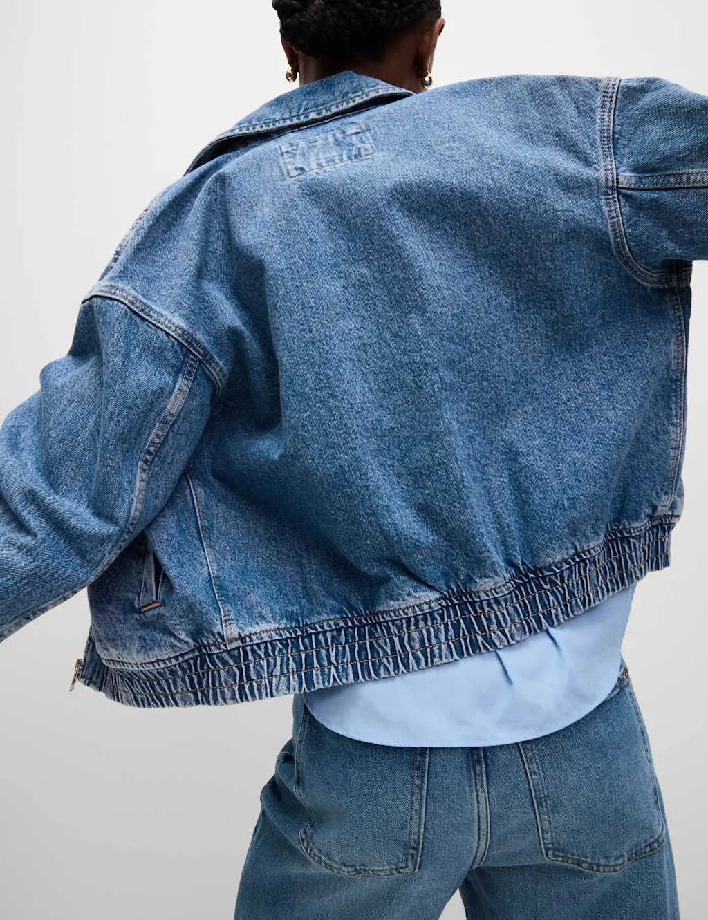 Denim Relaxed Harrington Jacket