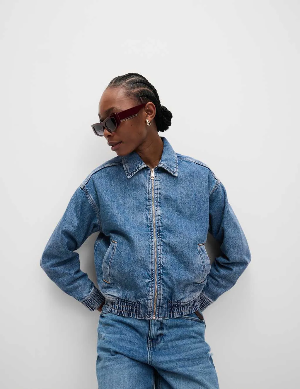 Denim Relaxed Harrington Jacket