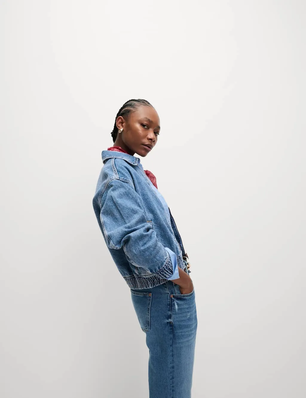 Denim Relaxed Harrington Jacket