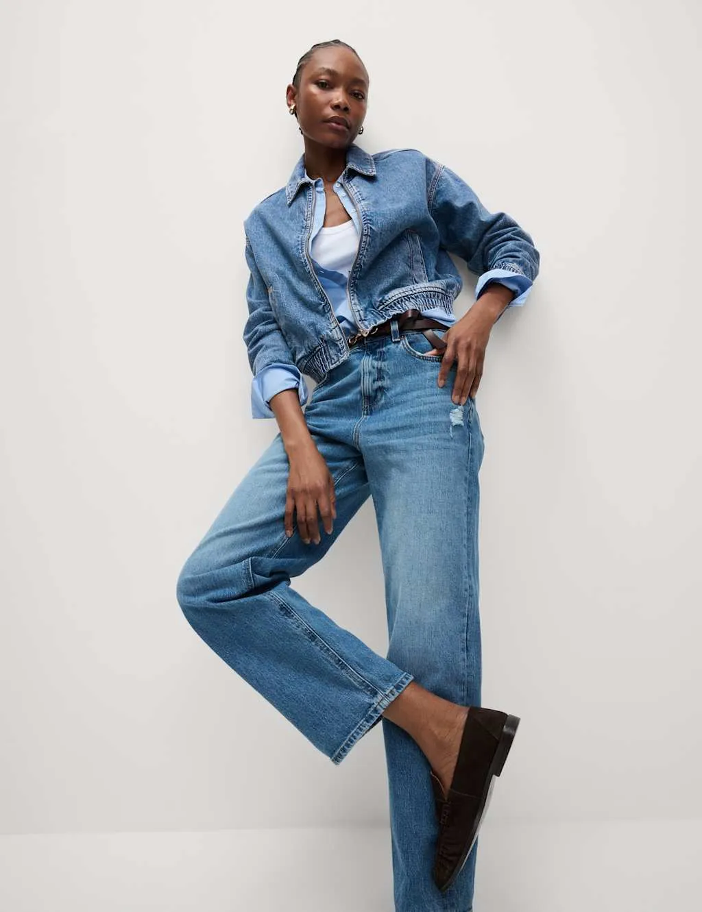 Denim Relaxed Harrington Jacket