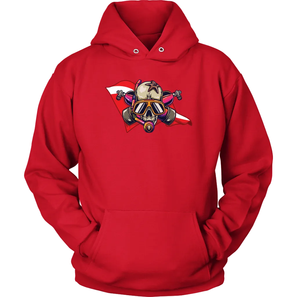 Diver Down T-shirt, Diver Skull Shirt, Funny Scuba Diver Shirt, Scuba Hoodie