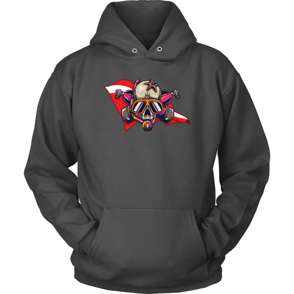 Diver Down T-shirt, Diver Skull Shirt, Funny Scuba Diver Shirt, Scuba Hoodie