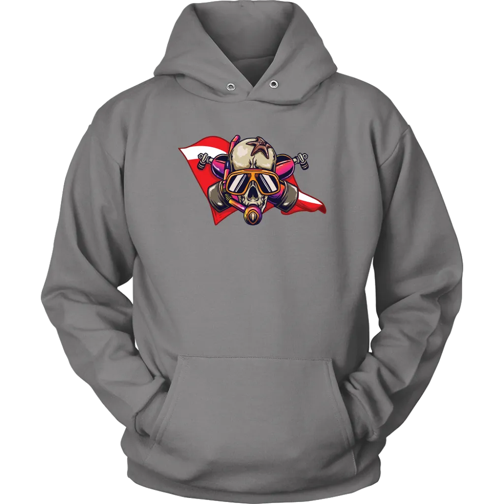 Diver Down T-shirt, Diver Skull Shirt, Funny Scuba Diver Shirt, Scuba Hoodie
