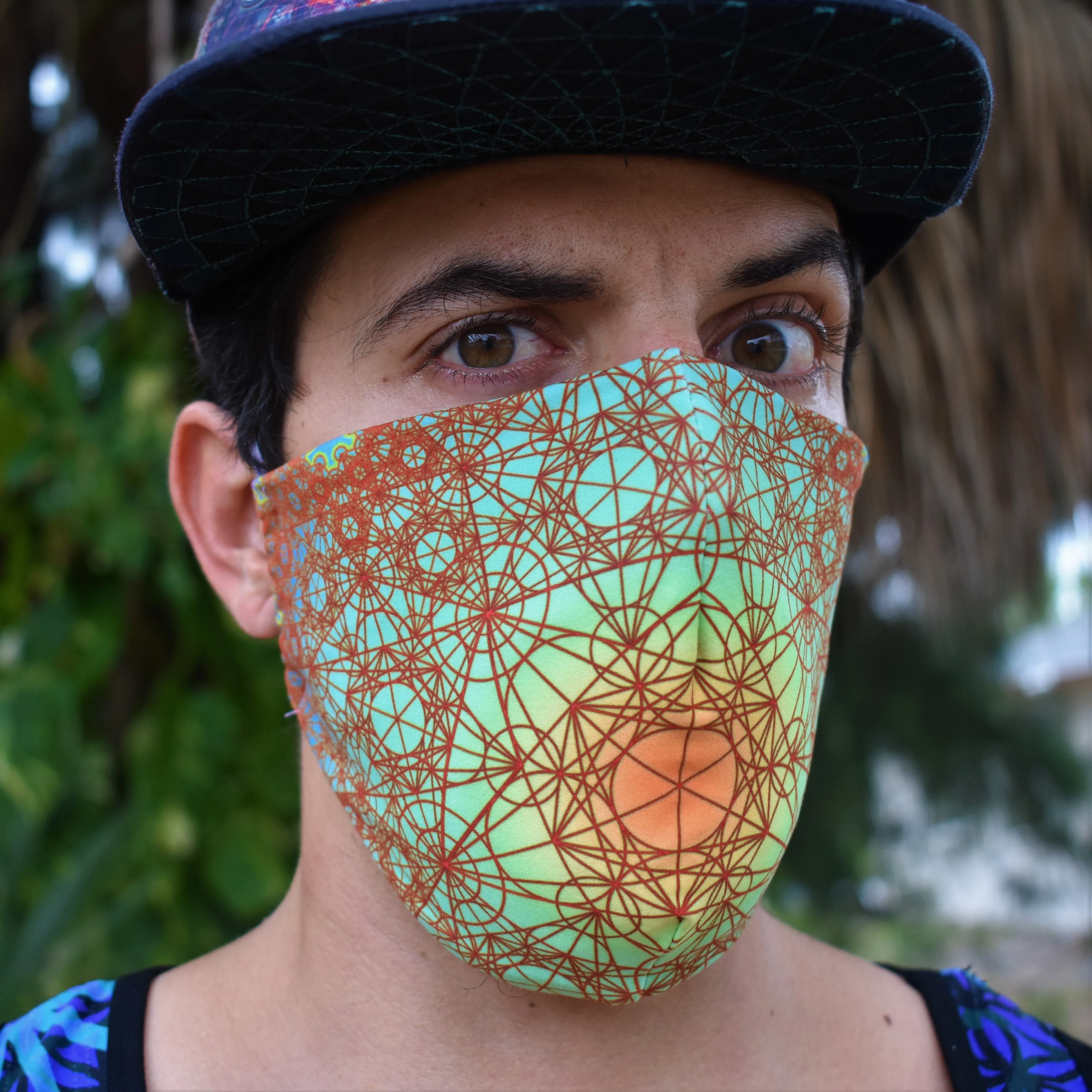 Earth Style Fractal Metatron Face Mask: V2