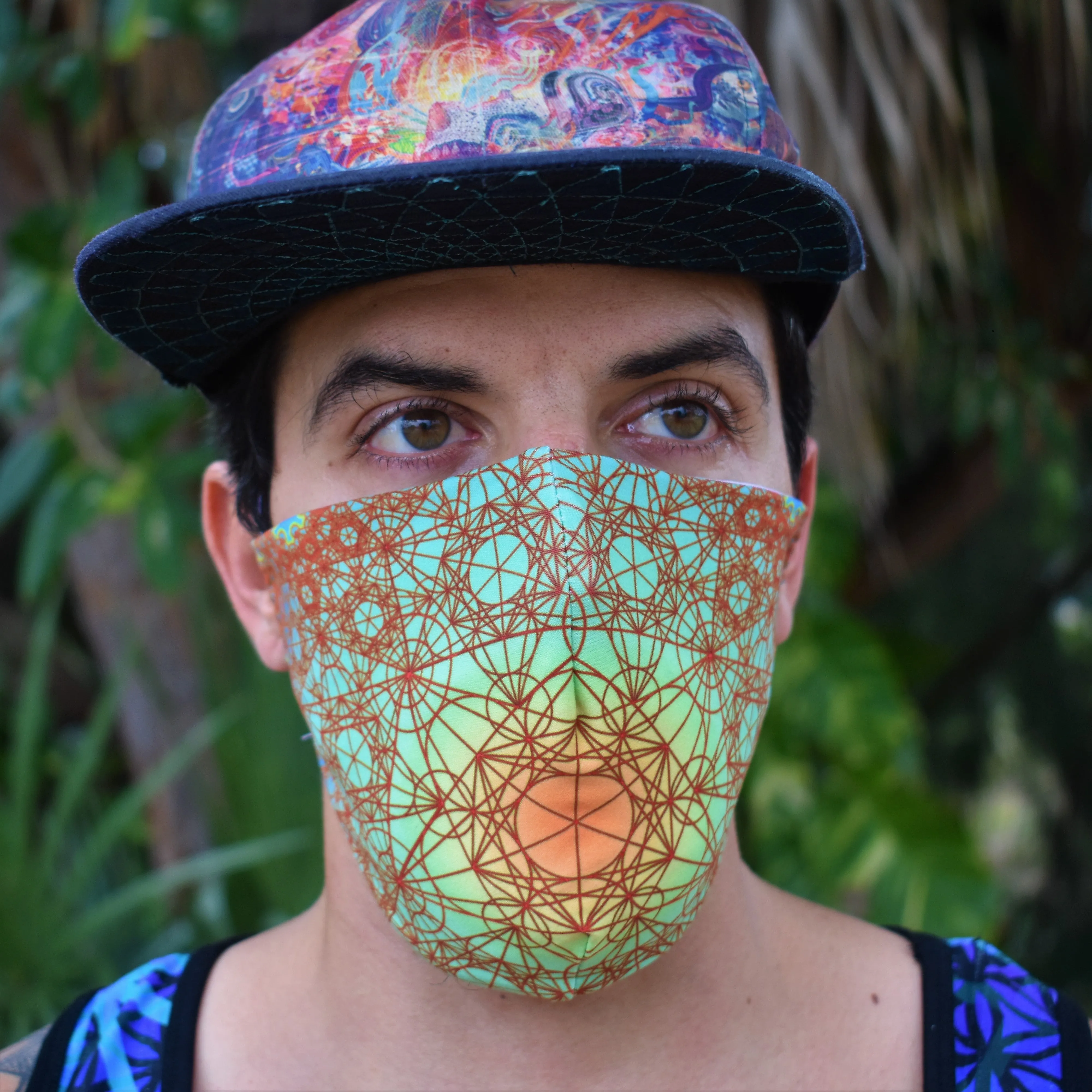 Earth Style Fractal Metatron Face Mask: V2