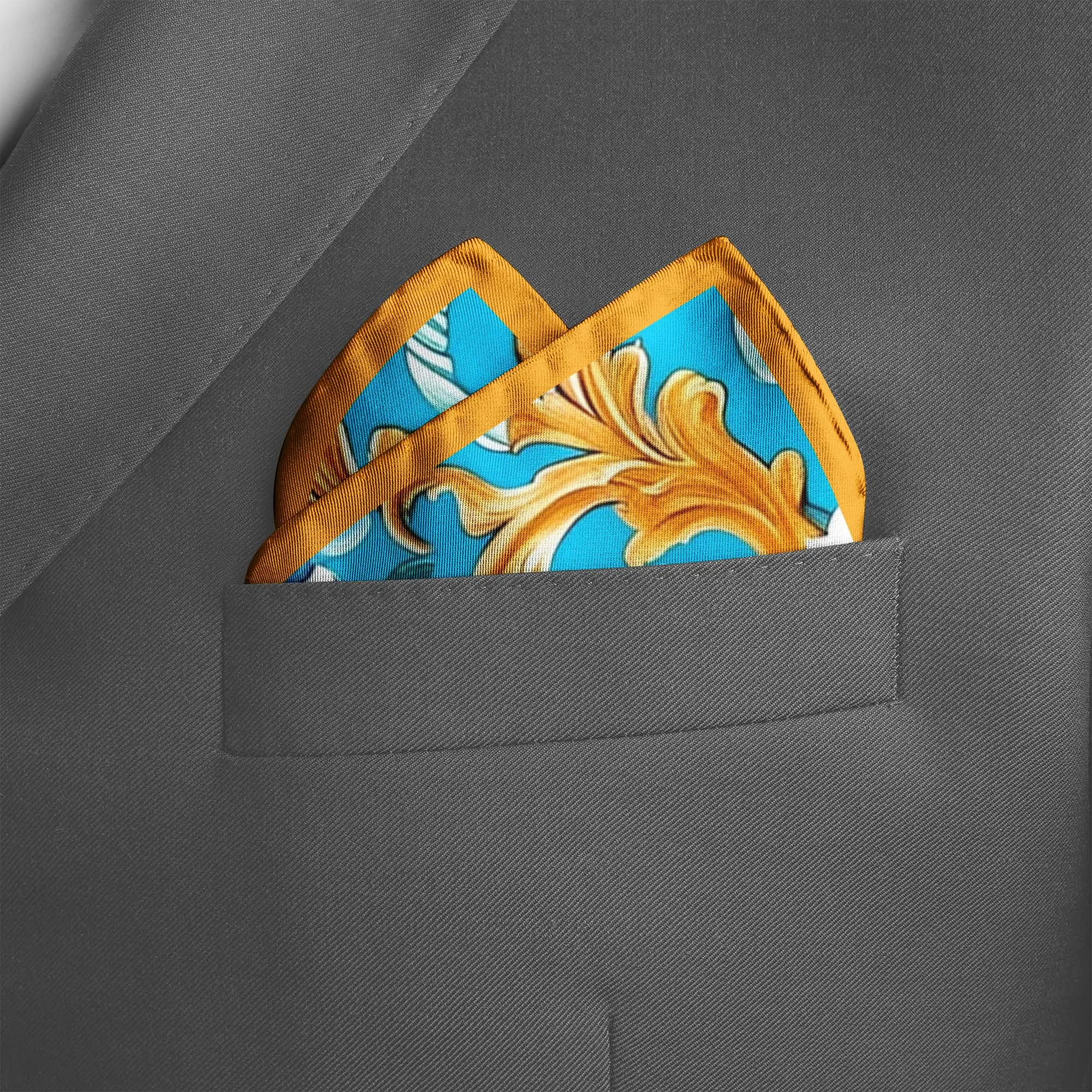 ELEGANCE COLORFUL FLORAL SILK POCKET SQUARE