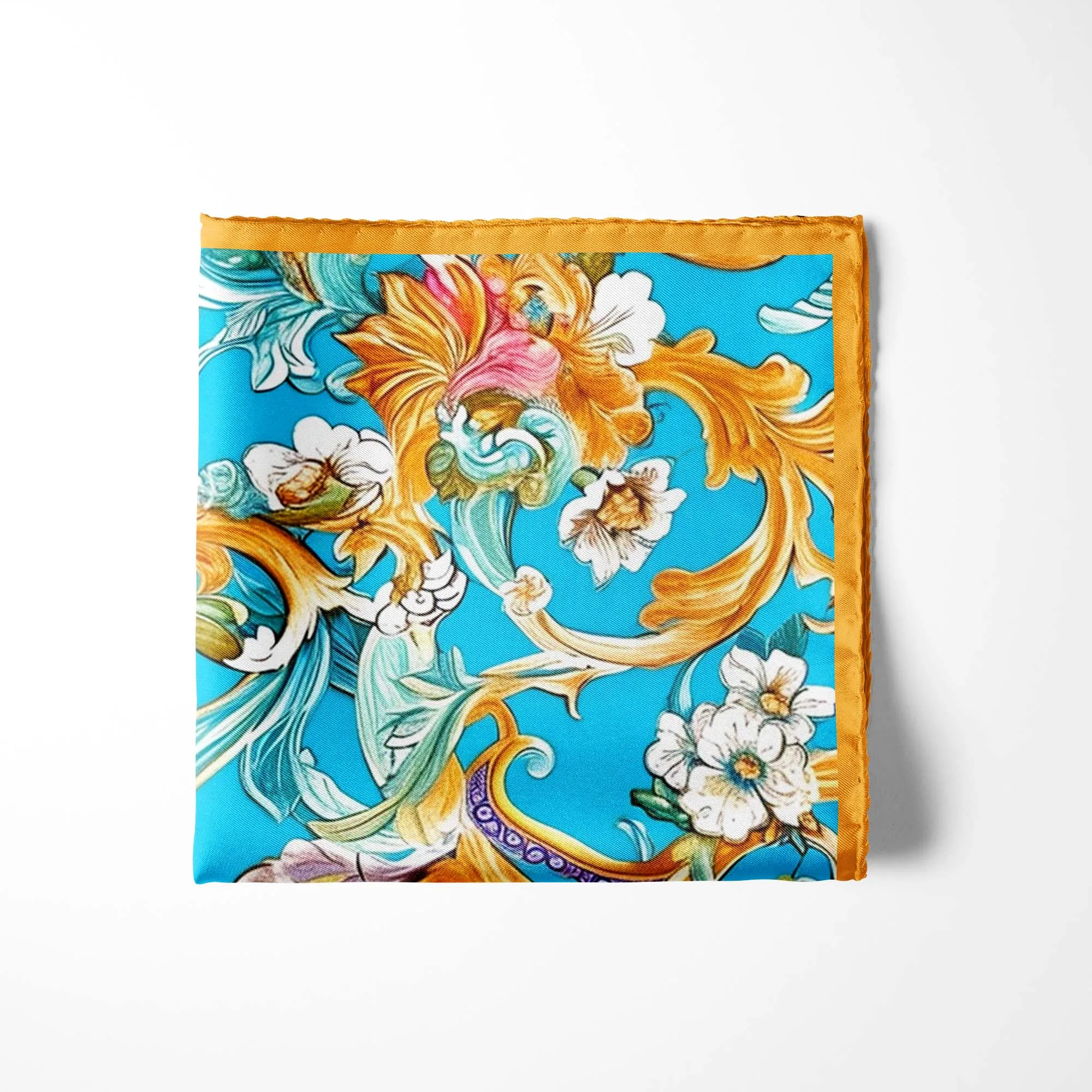 ELEGANCE COLORFUL FLORAL SILK POCKET SQUARE