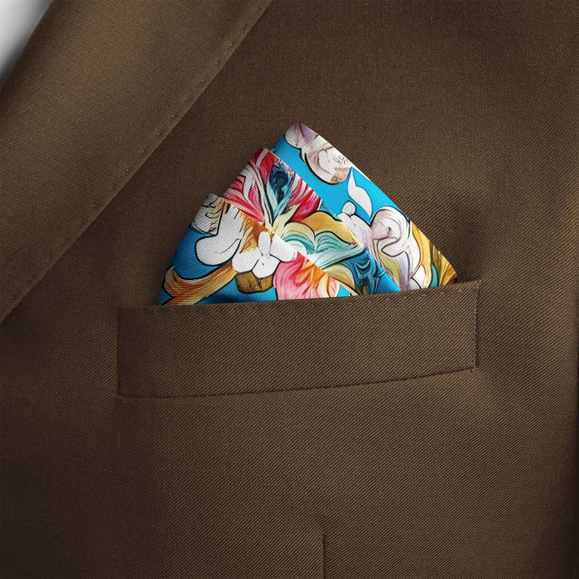 ELEGANCE COLORFUL FLORAL SILK POCKET SQUARE