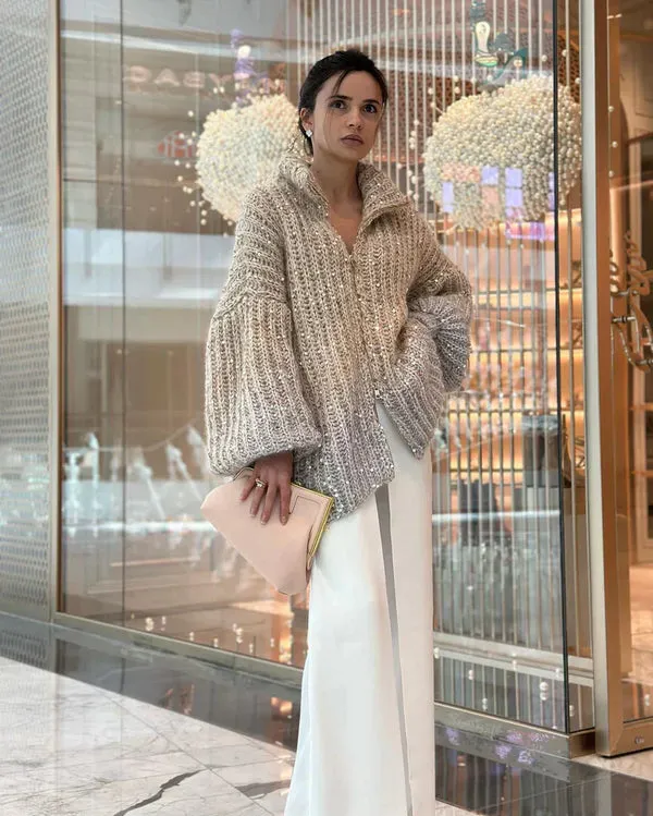Elegant, sparkling silk vest sweater Clara