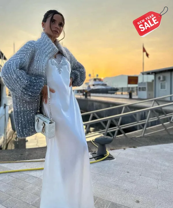 Elegant, sparkling silk vest sweater Clara