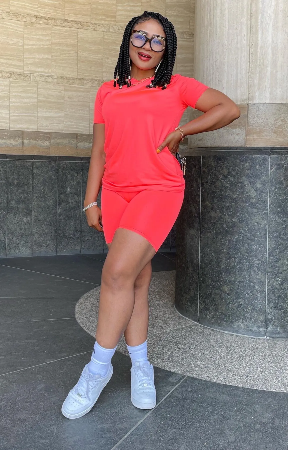 Elena Shorts Sets (Coral)