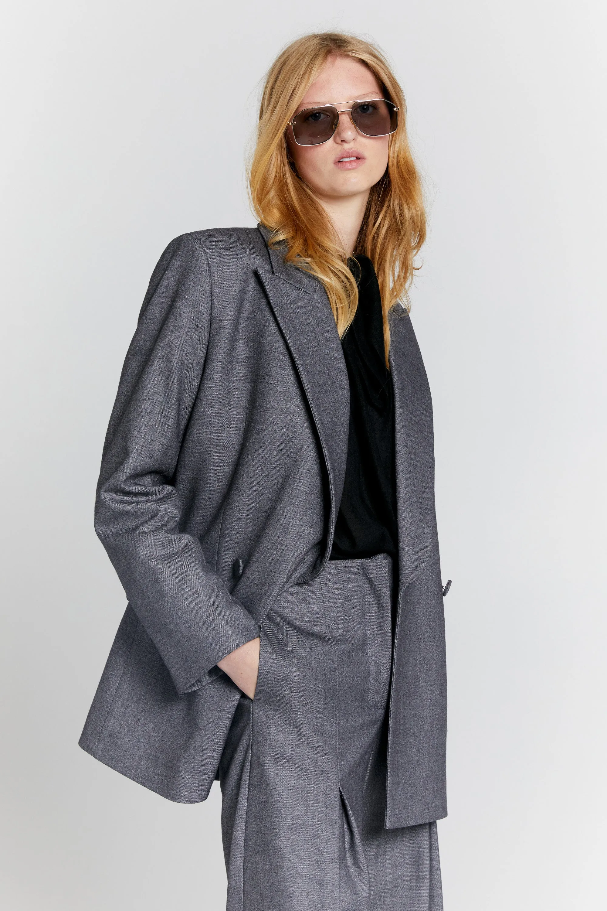 Escapade Double Breasted Jacket Charcoal