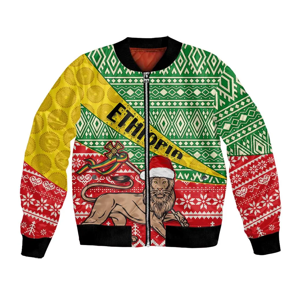 Ethiopia Christmas Bomber Jacket - Melkam Gena with African Pattern LT01