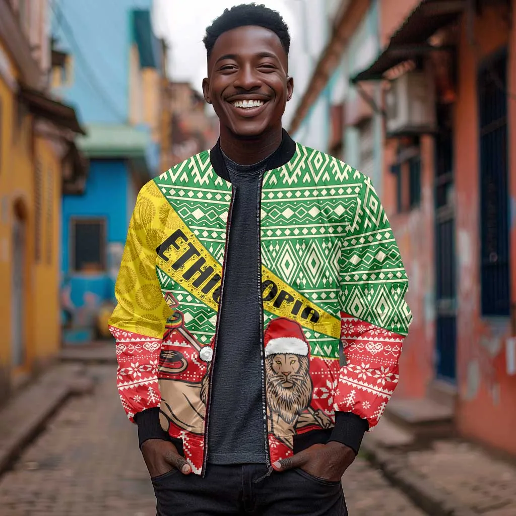 Ethiopia Christmas Bomber Jacket - Melkam Gena with African Pattern LT01
