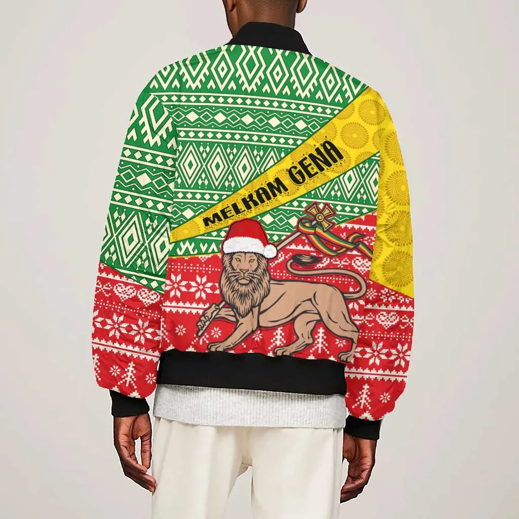 Ethiopia Christmas Bomber Jacket - Melkam Gena with African Pattern LT01
