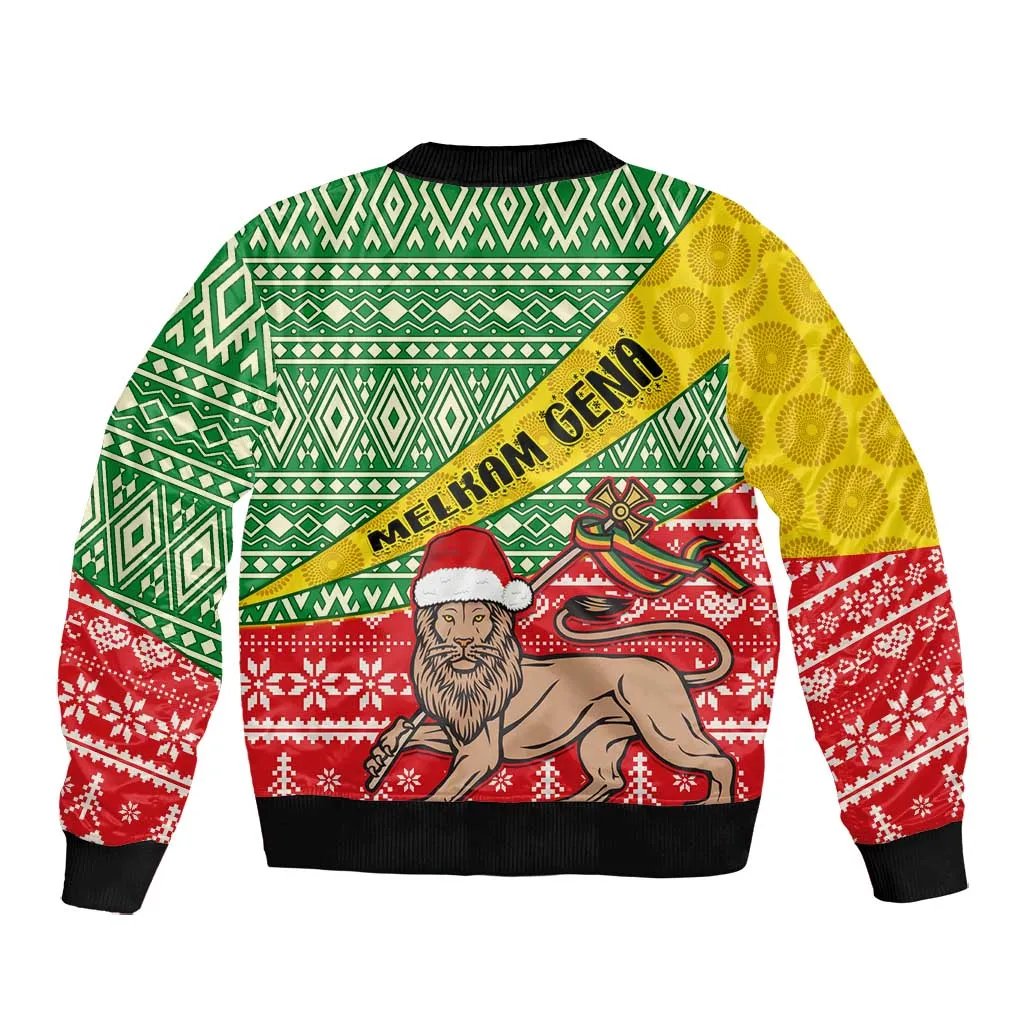 Ethiopia Christmas Bomber Jacket - Melkam Gena with African Pattern LT01