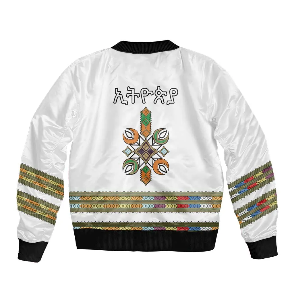 Ethiopia Sleeve Zip Bomber Jacket Ethiopian Traditional Habesha Style LT15