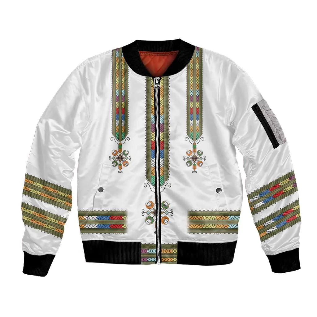 Ethiopia Sleeve Zip Bomber Jacket Ethiopian Traditional Habesha Style LT15